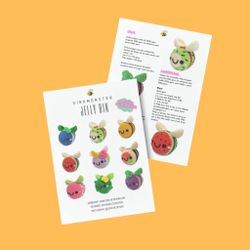 Virkmönster Bi • Jelly Bin • 9 i 1 mönster • Drakfrukt Blåbär Enhörning Pickle