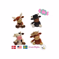 VIRKMÖNSTER Rosalita & CO • Bundle pack • Höglandsko • Tjur • Texas Longhorn • amigurumi virkbeskrivning • crochetbykim • PDF