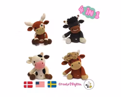 VIRKMÖNSTER Rosalita & CO • Bundle pack • Höglandsko • Tjur • Texas Longhorn • amigurumi virkbeskrivning • crochetbykim • PDF