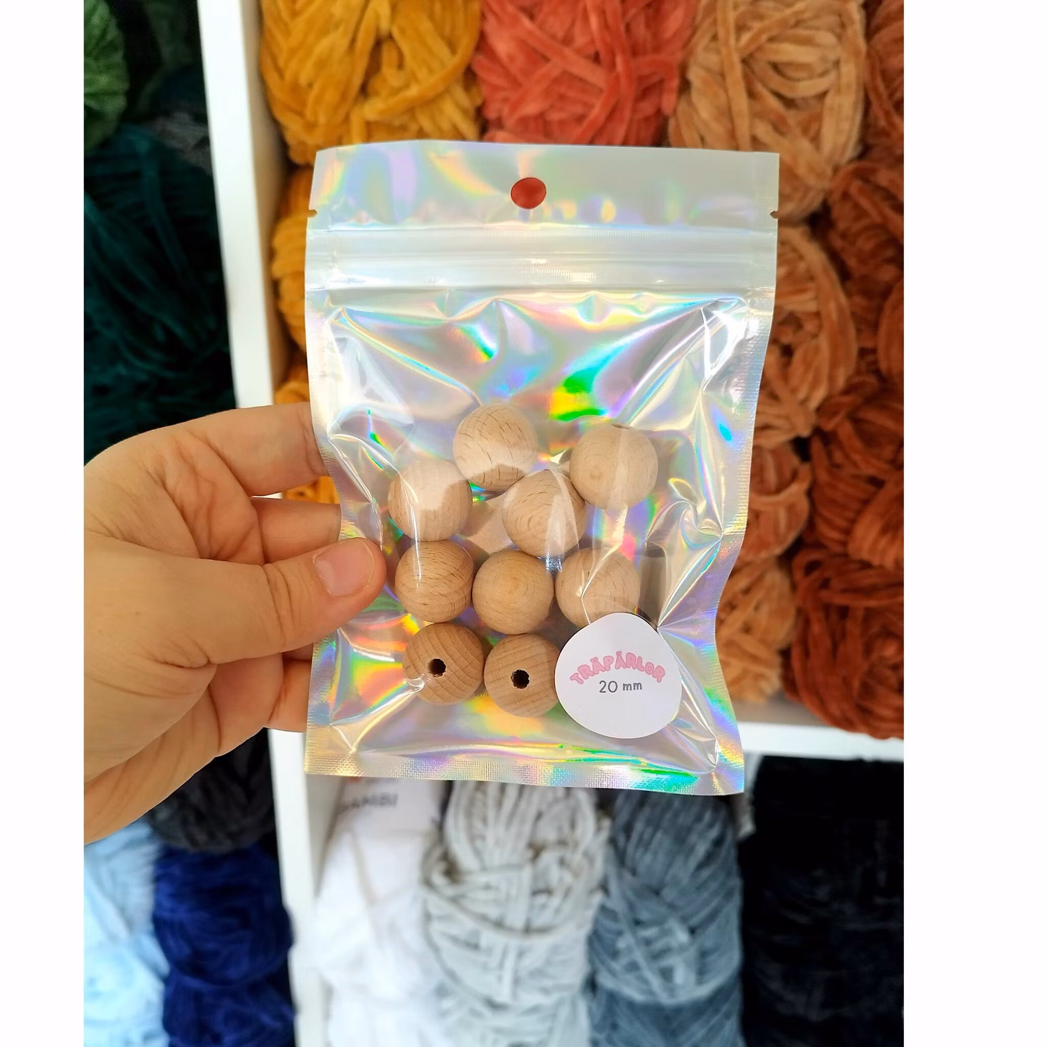 20 mm Träpärlor 10 pack • Premium pärlor • Barnvagnsmobil • Vagnhänge