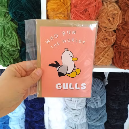 Kort med kuvert • Fiskmås • "Who run the world? Gulls!