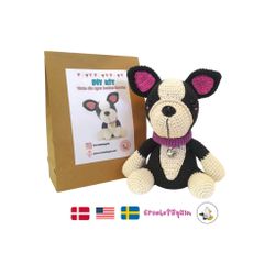 Amigurumi kit Boston Terrier • Hund • Virkset gosedjur • DIY-kit • Crochetbykim