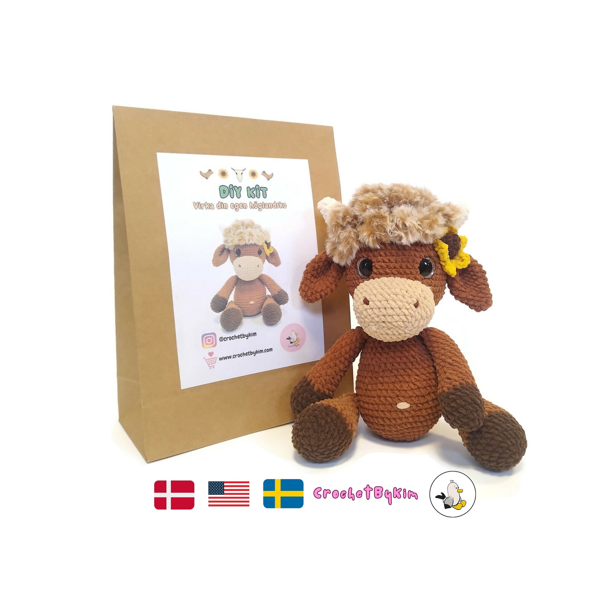 DIY kit Höglandsko EVELYN • Safari • Virkset gosedjur • Do it yourself kit • Crochetbykim