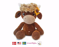 VIRKMÖNSTER Höglandsko Evelyn • Low Sew pattern • Highland Cow • Chenille garn • amigurumi virkbeskrivning • crochetbykim • PDF