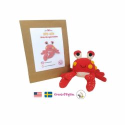 DIY Kit Röd Krabba MR Hammer • Virkset gosedjur • Skapa din egen krabba • Crochetbykim