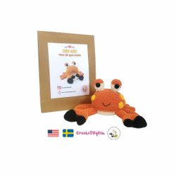 DIY Kit Orange Krabba MR Hammer • Virkset gosedjur • Skapa din egen krabba • Crochetbykim