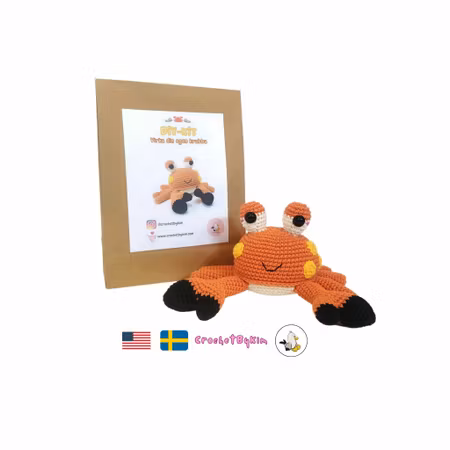 DIY Kit Orange Krabba MR Hammer • Virkset gosedjur • Skapa din egen krabba • Crochetbykim