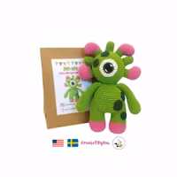 DIY kit Monster BLINKY • Grönt monster • Virkset gosedjur • DIY-kit • Crochetbykim