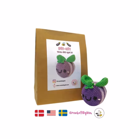 DIY Kit Jelly Bi Aubergine Eggplant• Virkset gosedjur • Skapa ditt eget bi • Crochetbykim