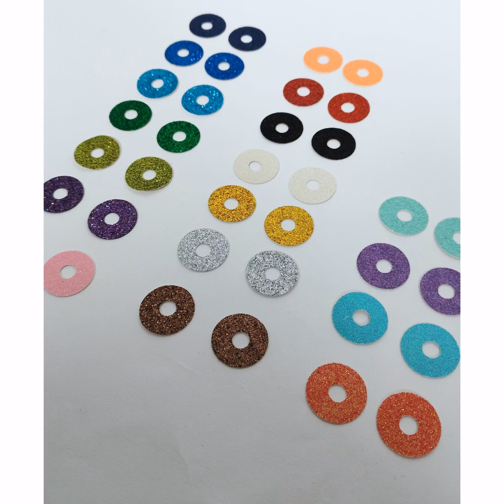 10 pack Glitterchips • Bakgrund till 3D Glitterögon • 16 mm • 20 mm • 25 mm • 30 mm • Säkerhetsögon • Sink Eyes • Amigurumi ögon • Virka • Safety eyes • Nalleögon