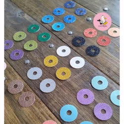 10 pack Glitterchips • Bakgrund till 3D Glitterögon • 16 mm • 20 mm • 25 mm • 30 mm • Säkerhetsögon • Sink Eyes • Amigurumi ögon • Virka • Safety eyes • Nalleögon