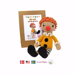 DIY kit Gul Clown • Halloween • Virkset docka • DIY-kit • Crochetbykim