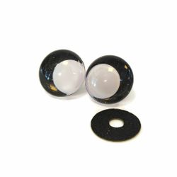 Svarta 3D Off center Glitterögon med vit pupill 16mm 20mm 25mm 30mm • Sinker eyes • amigurumi ögon • virka • safety eyes • nalleögon