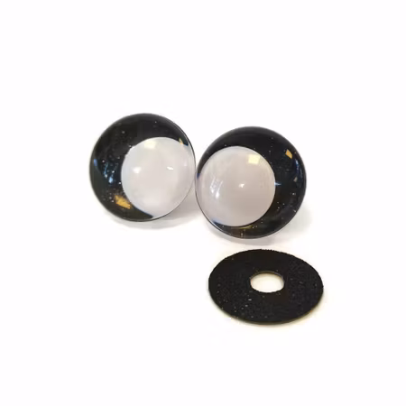 Svarta 3D Off center Glitterögon med vit pupill 16mm 20mm 25mm 30mm • Sinker eyes • amigurumi ögon • virka • safety eyes • nalleögon