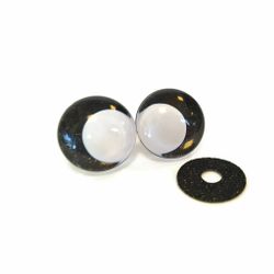 Svarta 3D Off center Glitterögon med vit pupill 16mm 20mm 25mm 30mm • Sinker eyes • amigurumi ögon • virka • safety eyes • nalleögon