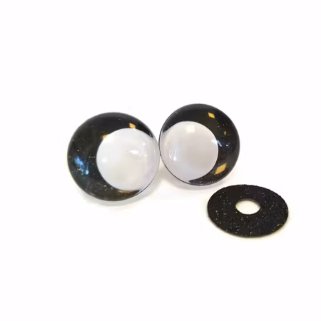 Svarta 3D Off center Glitterögon med vit pupill 16mm 20mm 25mm 30mm • Sinker eyes • amigurumi ögon • virka • safety eyes • nalleögon