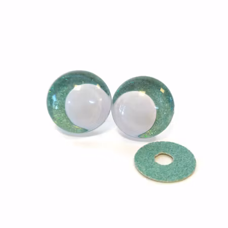 Mint 3D Off center Glitterögon med vit pupill 16mm 20mm 25mm 30mm • Sinker eyes • amigurumi ögon • virka • safety eyes • nalleögon