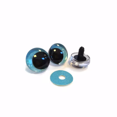 Ljusblå 3D Off center Glitterögon 16mm 20mm 25mm 30mm • Sinker eyes • amigurumi ögon • virka • safety eyes • nalleögon