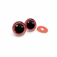 Ljusröd 3D Glitterögon 16mm 20mm 25mm 30mm • Sinker eyes • amigurumi ögon • virka • safety eyes • nalleögon
