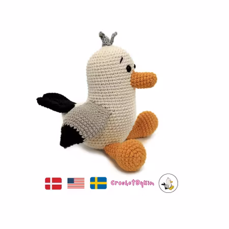 VIRKMÖNSTER Fiskmåsen Scraps • Fågel Fiskmås • amigurumi virkbeskrivning • crochetbykim • PDF