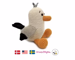 VIRKMÖNSTER Fiskmåsen Scraps • Fågel Fiskmås • amigurumi virkbeskrivning • crochetbykim • PDF