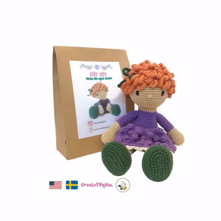 DIY kit Orange Astrid • Doll • Virkset docka • Virka din egen docka • Crochetbykim