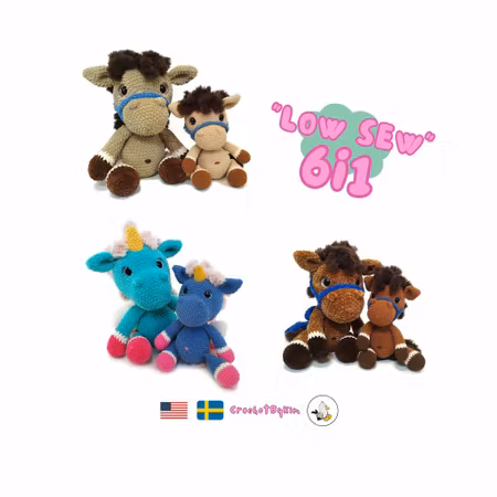 VIRKMÖNSTER Caramelli • Häst Ponny Enhörning Unicorn • amigurumi virkbeskrivning • crochetbykim • PDF