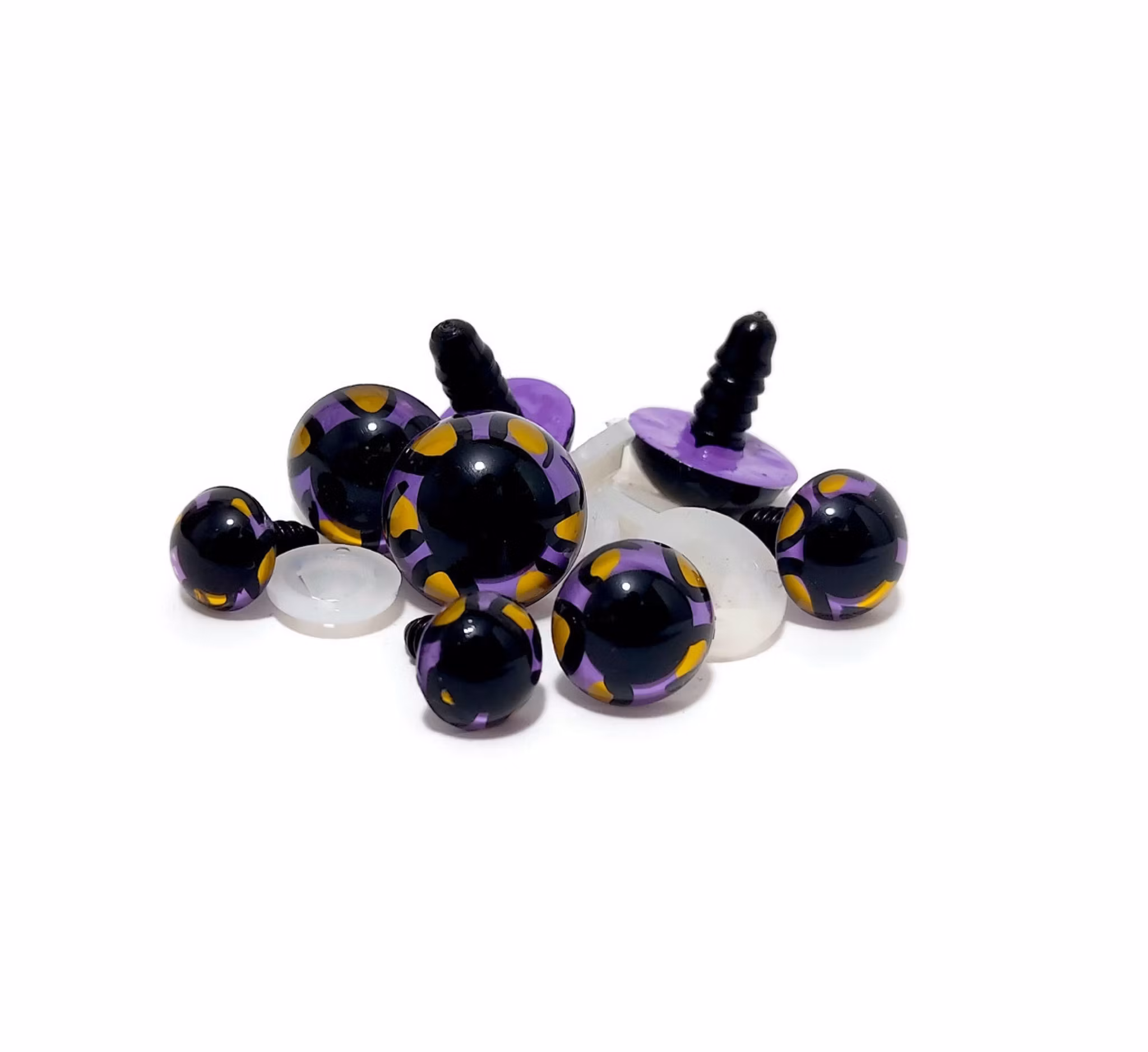 Handmålade ögon LILA LEOPARD 12 mm 15 mm 18 mm 20 mm