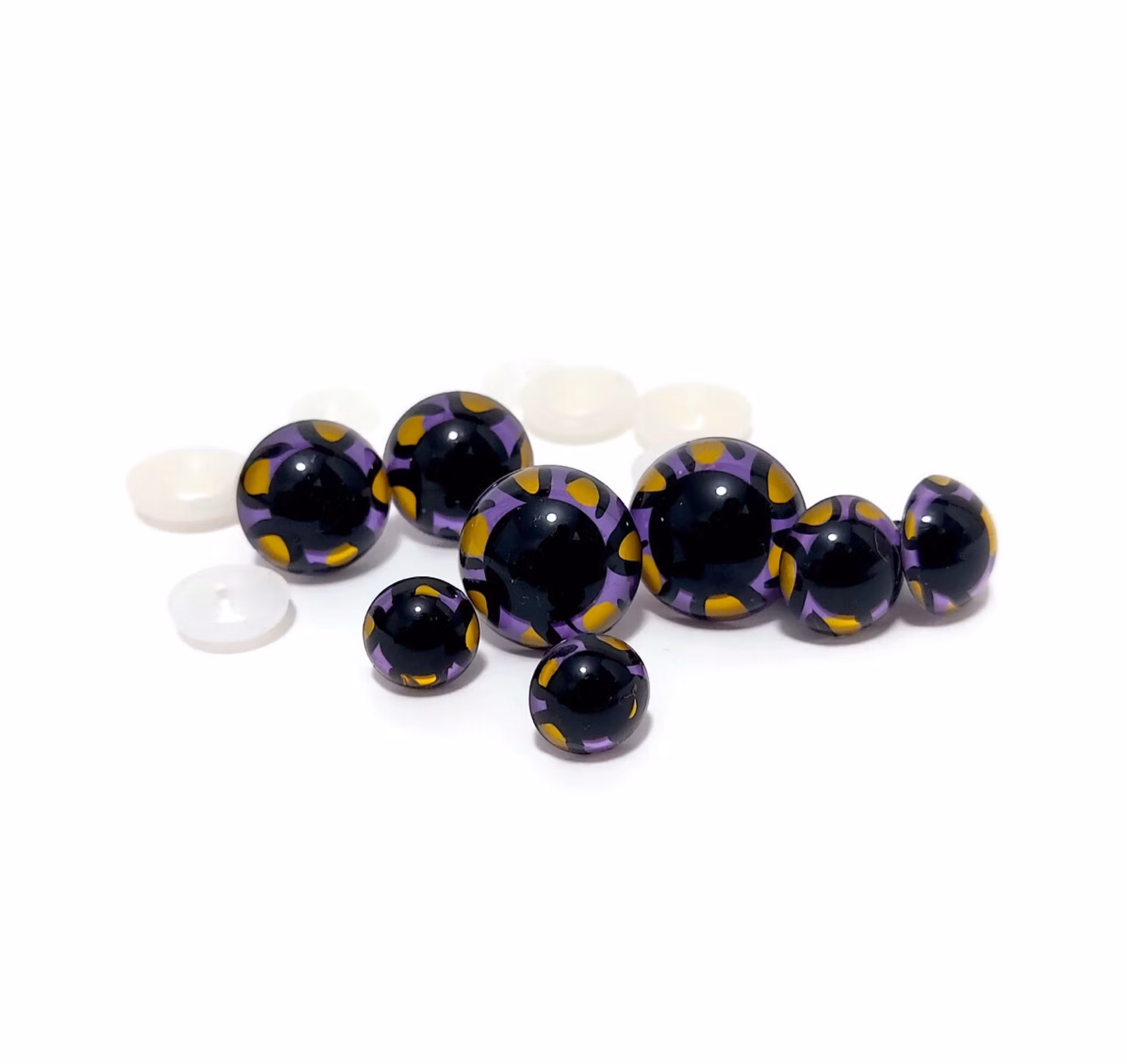 Handmålade ögon LILA LEOPARD 12 mm 15 mm 18 mm 20 mm