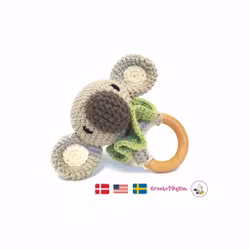 VIRKMÖNSTER Bitring Koala • Baby skallra • amigurumi virkbeskrivning • crochetbykim • PDF