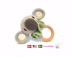 VIRKMÖNSTER Bitring Koala • Baby skallra • amigurumi virkbeskrivning • crochetbykim • PDF