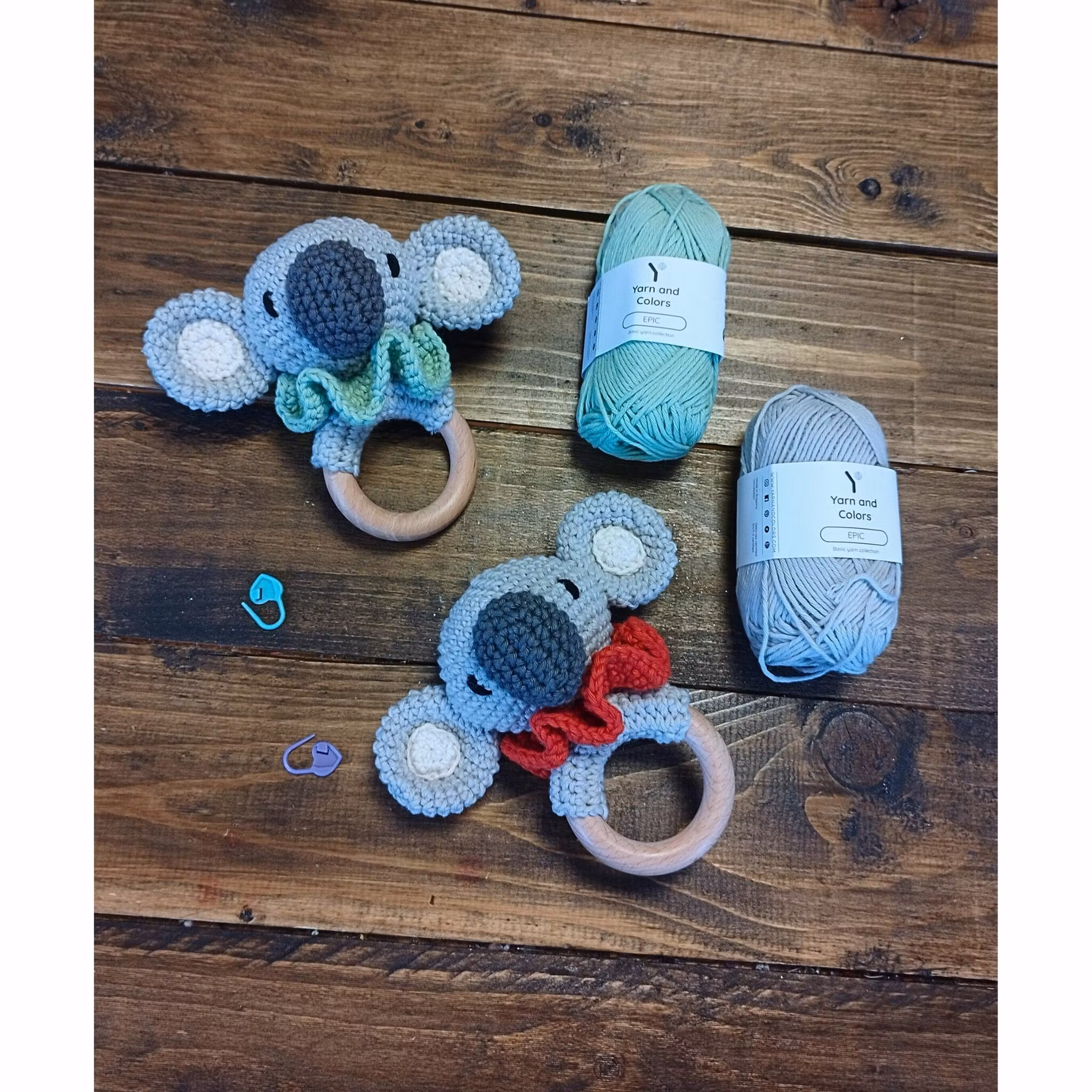 VIRKMÖNSTER Bitring Koala • Baby skallra • amigurumi virkbeskrivning • crochetbykim • PDF