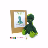 DIY kit Grön Brontosaurus Broccoli • Dinosaurie • Virkset gosedjur • DIY-kit • Crochetbykim