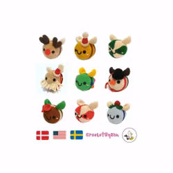 Virkmönster Juliga Bi • Jelly Bin • 9 i 1 mönster • Tomte Pepparkaka Ren Candy cane