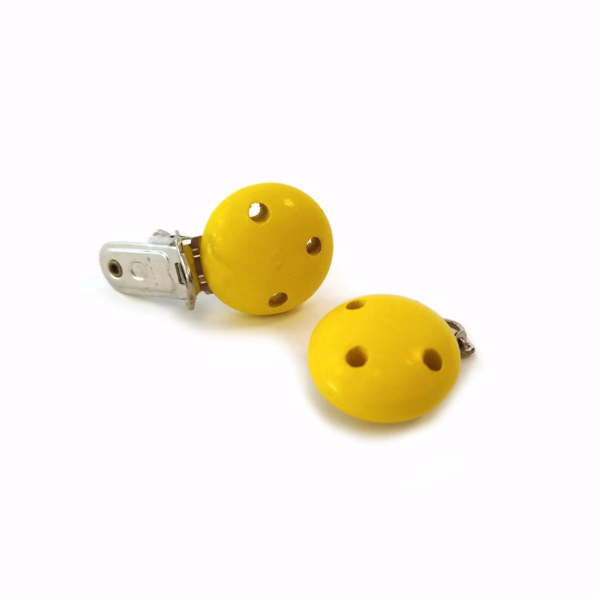 Clips till Barnvagnsmobil GULA • Napphållare • Träclips • Hänge