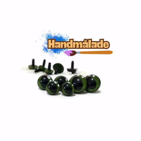 Handmålade kattögon – 12, 15 & 18 mm 🎨🐾 OLIVGRÖN
