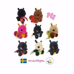 VIRKMÖNSTER LooliBugZ 7i1 Bundle pack • Insekt Fluga, Humla, Fjäril, Bi, Mal, Gräshoppa • amigurumi virkbeskrivning • crochetbykim • PDF