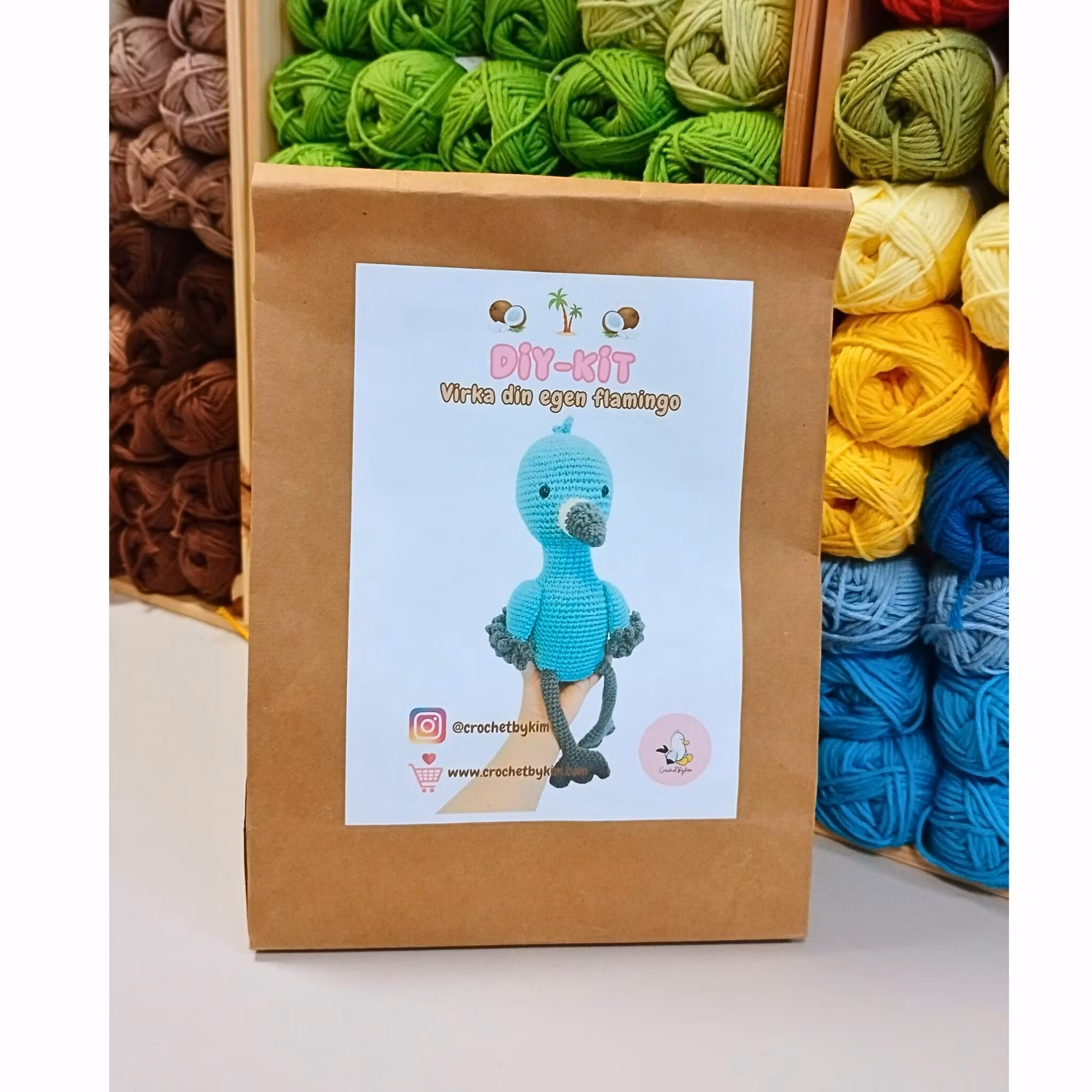 🧶 Virka flamingo gosedjur – komplett DIY kit för amigurumi 🦩