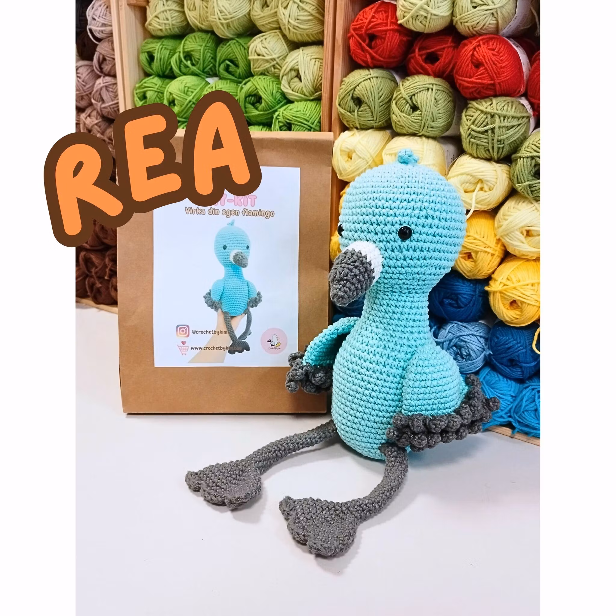 🧶 Virka flamingo gosedjur – komplett DIY kit för amigurumi 🦩
