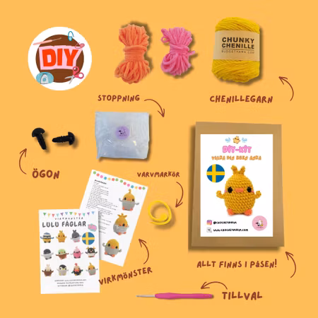 DIY Kit LULU Anka• Virkset gosedjur • Skapa din egen fågel • Crochetbykim