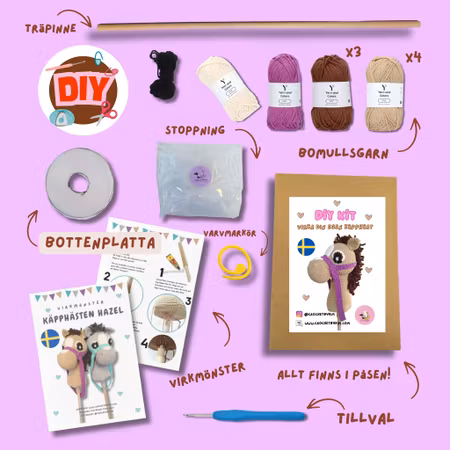 DIY kit Beige käpphäst • Hazel hobby horse • Virkset gosedjur • DIY-kit • Crochetbykim