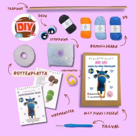 DIY Kit Käppdrake – Virka din egen käpphäst drake | Amigurumi virkset