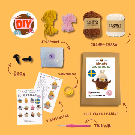 DIY Kit LULU Örn• Virkset gosedjur • Skapa din egen fågel • Crochetbykim