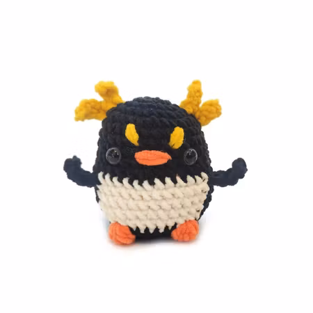 DIY Kit LULU Tofspingvin• Virkset gosedjur • Skapa din egen fågel • Crochetbykim