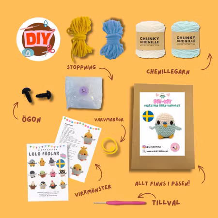 DIY Kit LULU Undulat• Virkset gosedjur Budgie • Skapa din egen fågel • Crochetbykim