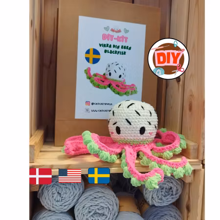 DIY-kit Drakfrukt Bläckfisk – OctopopZ | Amigurumi Virkpaket 🐙📈