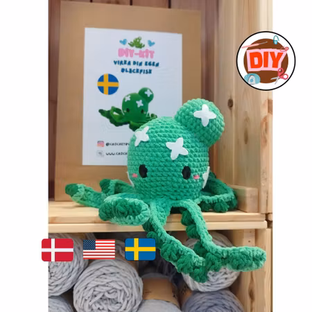 DIY-kit Kaktus Bläckfisk – OctopopZ | Amigurumi Virkpaket med Filtkryss 🌵🐙