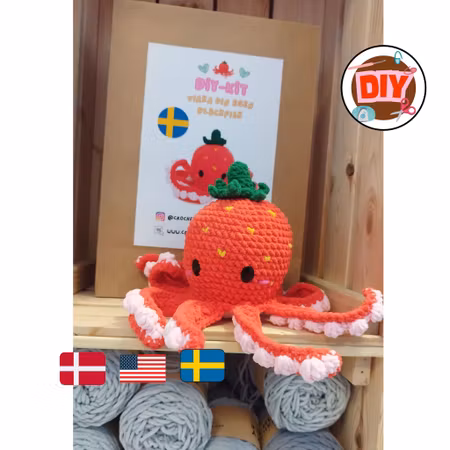 DIY-kit Jordgubbsbläckfisk – OctopopZ | Amigurumi Virkpaket 🍓🐙