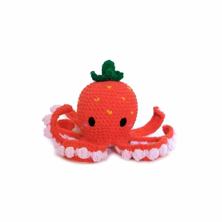 DIY-kit Jordgubbsbläckfisk – OctopopZ | Amigurumi Virkpaket 🍓🐙