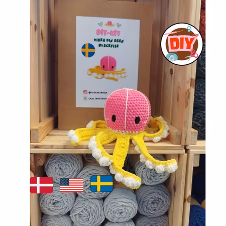 DIY-kit Grapefrukt Bläckfisk – OctopopZ | Amigurumi Virkpaket 🍊🐙